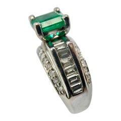 2.80 Carat Square Colombian Emeralds and Diamond Engagement Ring White Gold