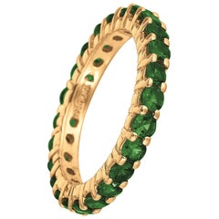 2.80 Carat Tsavorite Eternity Ring Band 14 Karat Yellow Gold