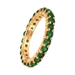 2.80 Carat Tsavorite Eternity Ring Band 14 Karat Yellow Gold