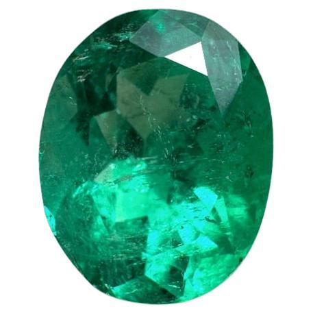 2,80 Quilates Esmeralda Colombiana Vívida Verde Azulada Talla Oval - Gema Natal de Mayo
