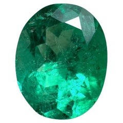 2,80 Quilates Esmeralda Colombiana Vívida Verde Azulada Talla Oval - Gema Natal de Mayo