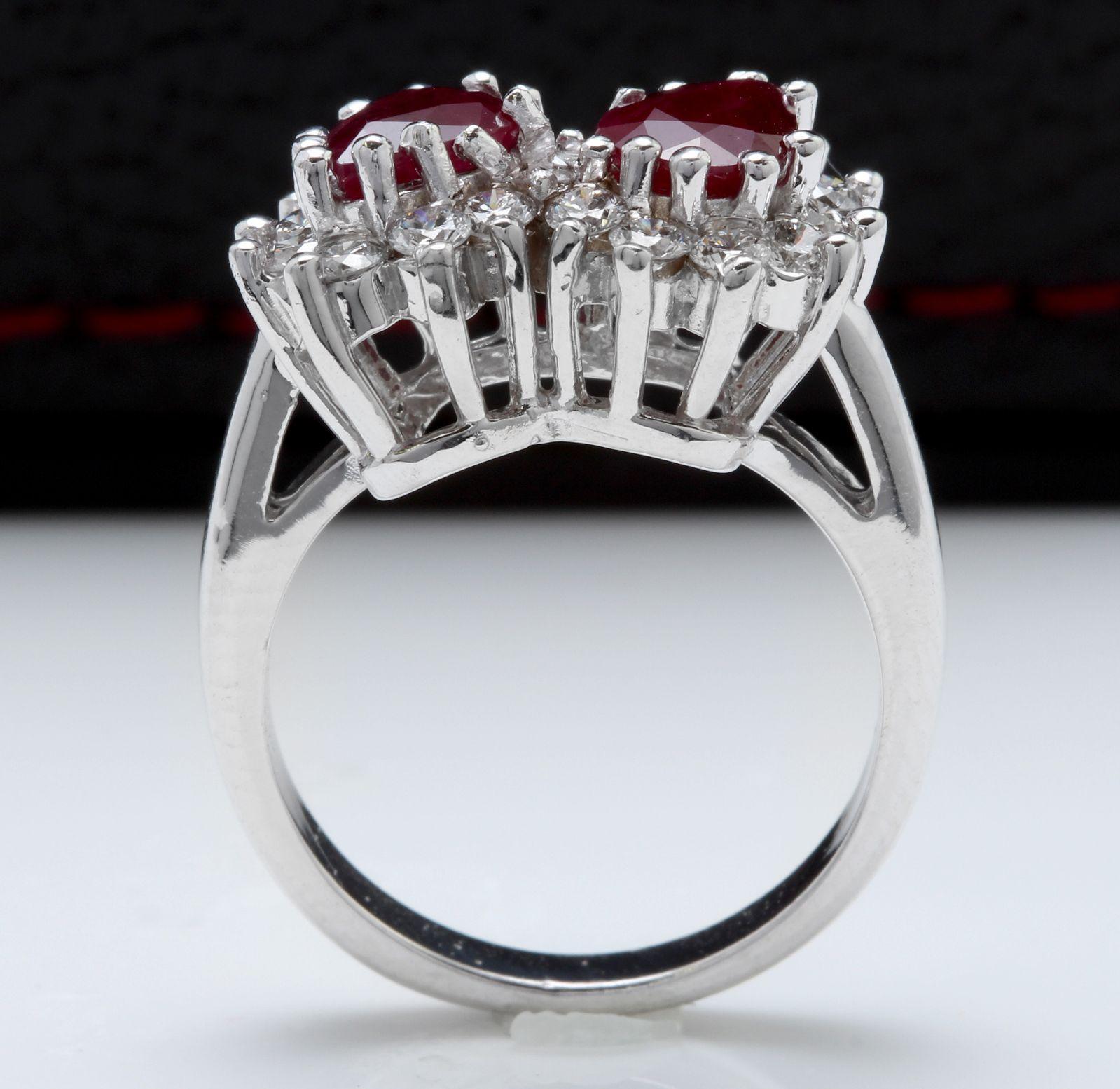 2,80 Karat wunderschöner natürlicher Rubin und Diamant 14 Karat massiver Weißgold Ring im Zustand „Neu“ im Angebot in Los Angeles, CA