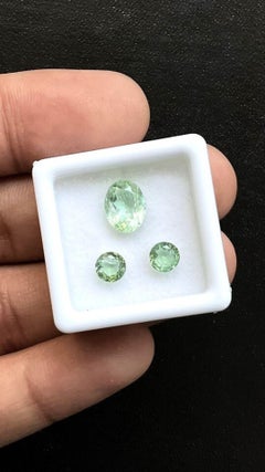 2.80 Carats Green Tourmaline Match Pair, Green Tourmaline Round and Oval Gems