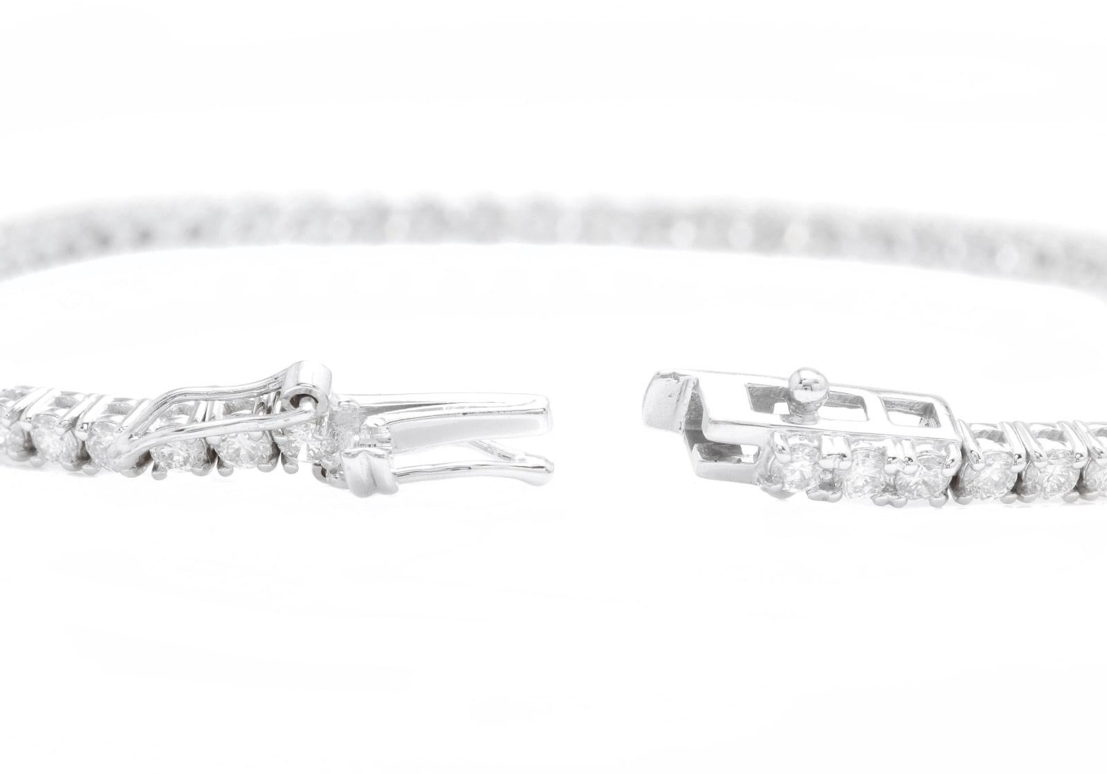 2.80 Carats Natural Diamond 14K Solid White Gold Bracelet In New Condition For Sale In Los Angeles, CA