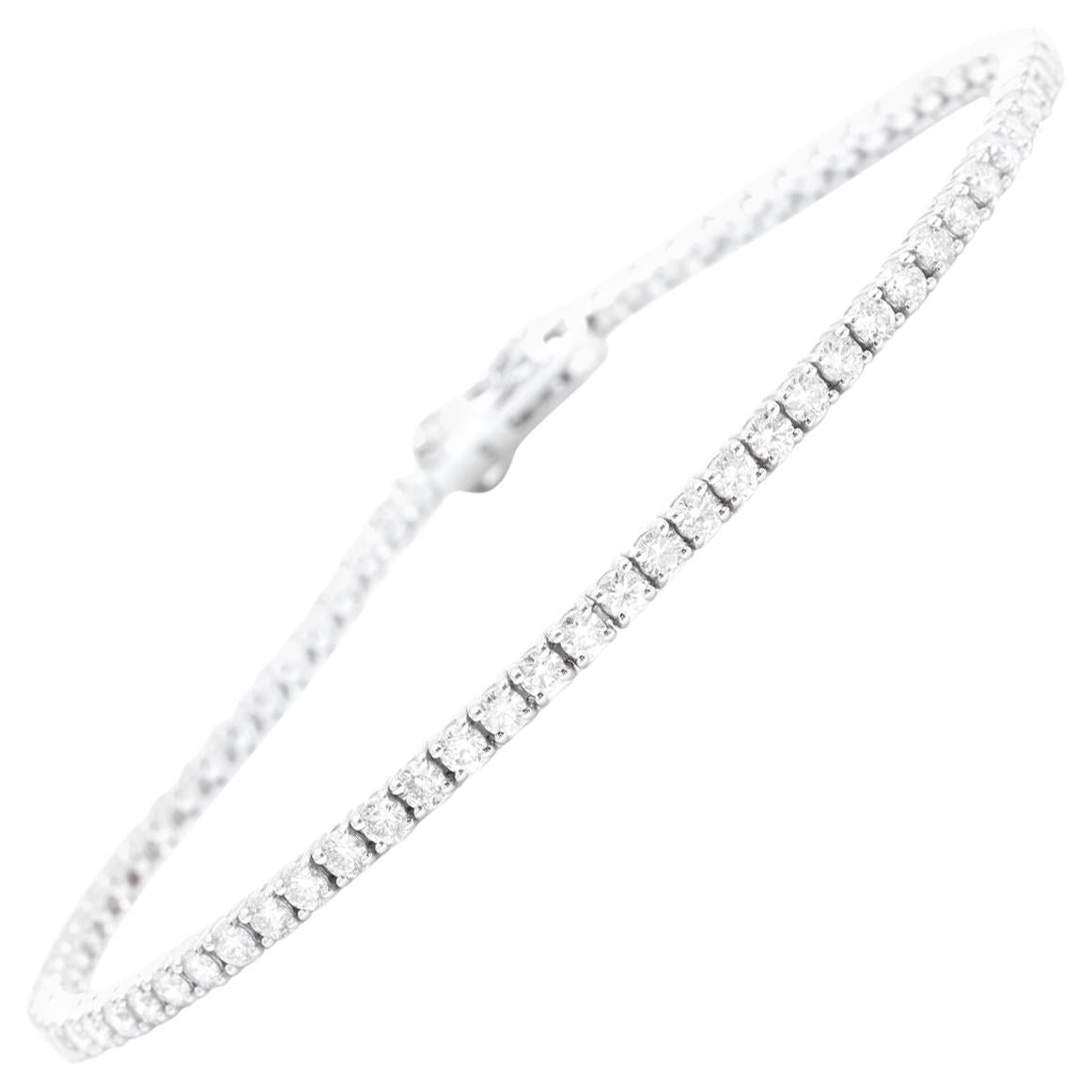 Bracelet en or blanc massif 14 carats avec diamants naturels de 2,80 carats