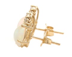 2,80 Karat natürlicher Opal und Diamant 14K massiver Gelbgold Ohrstecker