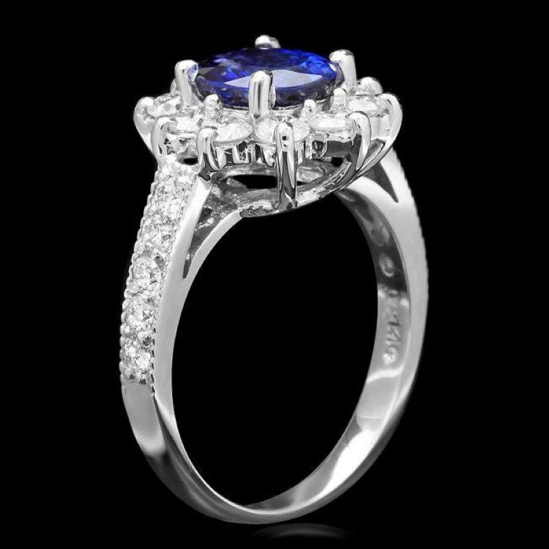 2.80 Carats Natural Sapphire and Diamond 14K Solid White Gold Ring

Total Natural Sapphire Weights: Approx. 1.70 Carats 

Sapphire Measures: Approx. 8.00 x 6.00mm

Sapphire treatment: Diffusion

Natural Round Diamonds Weight: Approx. 1.10 Carats