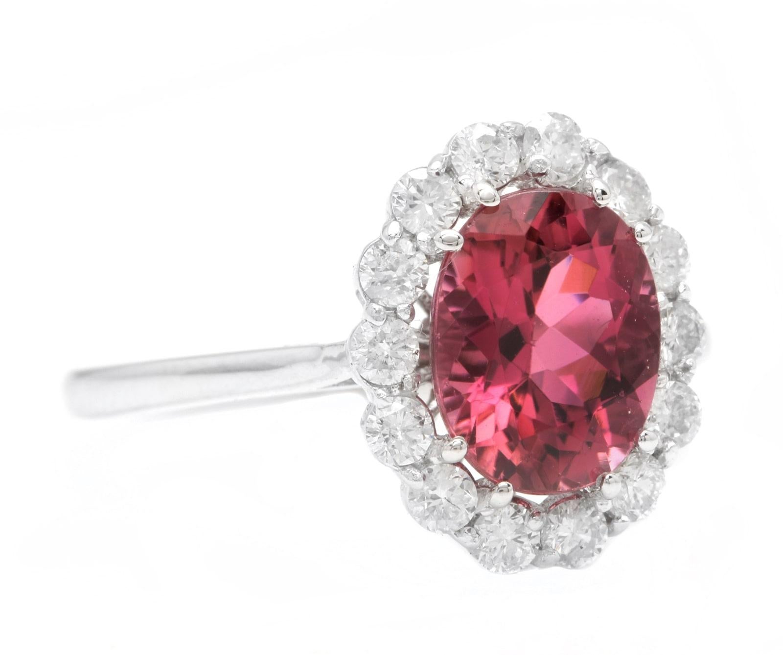 2.80 Carats Natural Very Nice Looking Tourmaline and Diamond 14K Solid White Gold Ring

Suggested Replacement Value:  $4,500.00

Total Natural Oval Cut Tourmaline Weight is: Approx. 2.20 Carats

Tourmaline Measures: Approx. 9.00 x 7.00mm

Natural