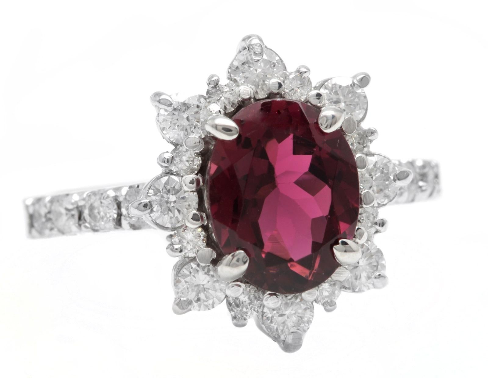 2.80 Carats Natural Very Nice Looking Tourmaline and Diamond 14K Solid White Gold Ring

Suggested Replacement Value:  $5,500.00

Total Natural Oval Cut Tourmaline Weight is: Approx. 2.00 Carats

Tourmaline Measures: Approx. 9.00 x 7.00mm

Natural