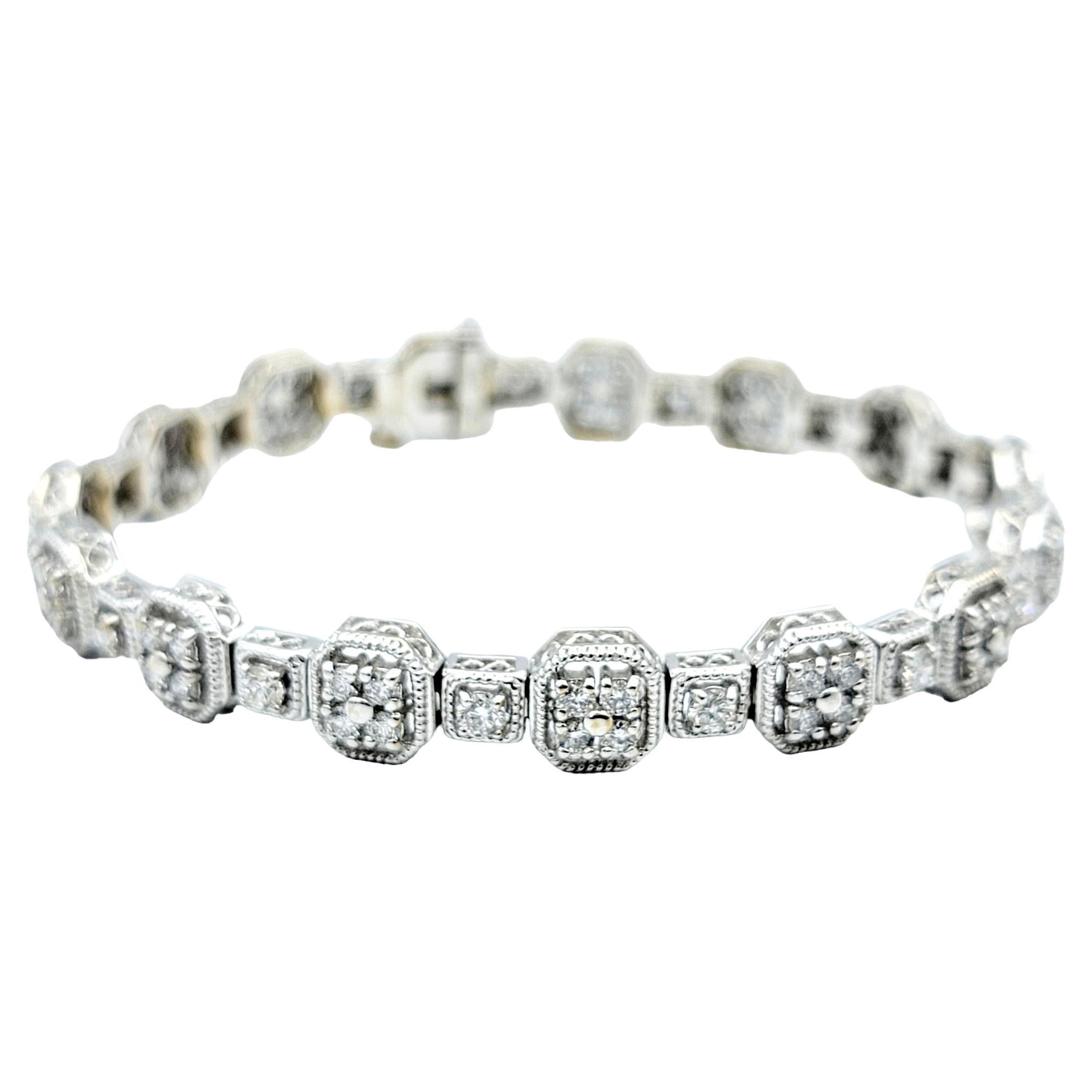 2,80 carati di diamanti rotondi a forma di stazione Bracciale in oro bianco 18 carati in vendita 1