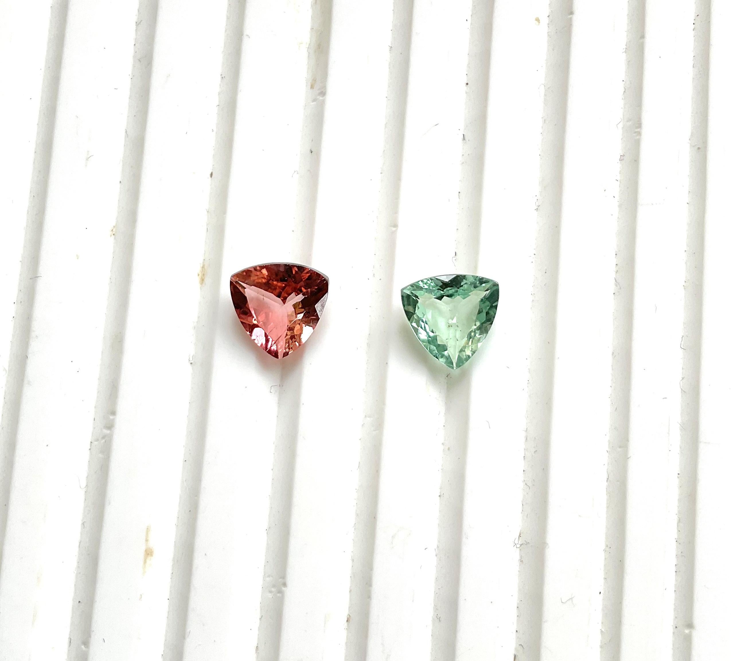 2.80 Carats Tourmaline Trillion 2 Pcs Faceted Cut stone Top Quality Natural gem Neuf - En vente à Jaipur, RJ