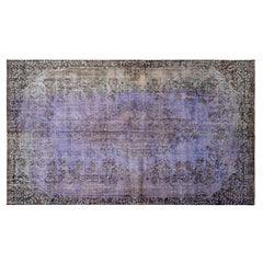 280 cm x 168 cm Vintage Handwoven Patterned Blue Turkish Rug No:3