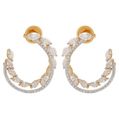 2,80 Ct. SI/HI Boucles d'oreilles en or jaune 18 carats avec diamants en forme de poire et de marquise