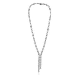 28.00 Carat E/F VS Diamond Gold Lariat Tennis Necklace with Gradual Split