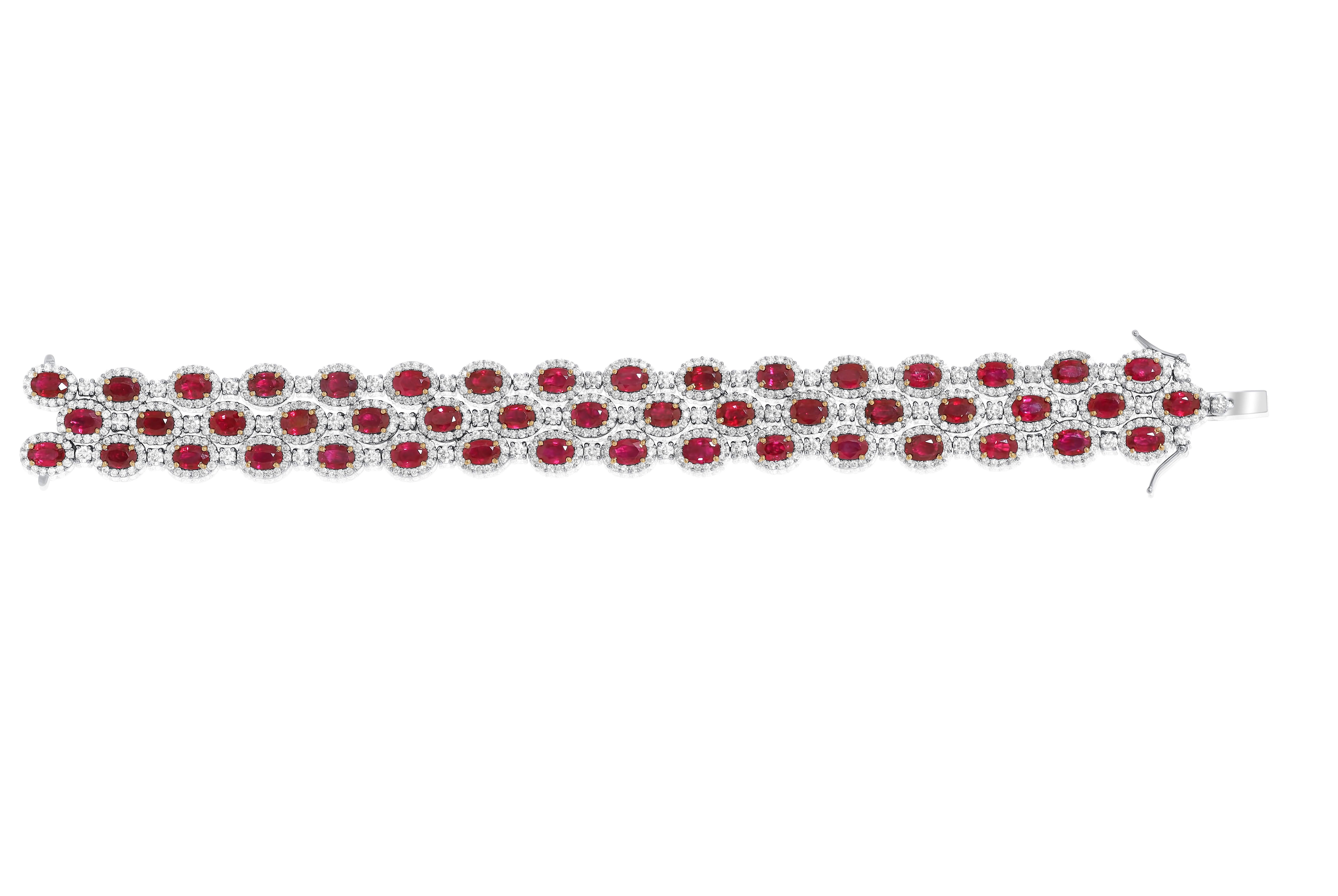 Diana M. 28.00 Carat Ruby and Diamond Bracelet in White Gold In New Condition For Sale In New York, NY