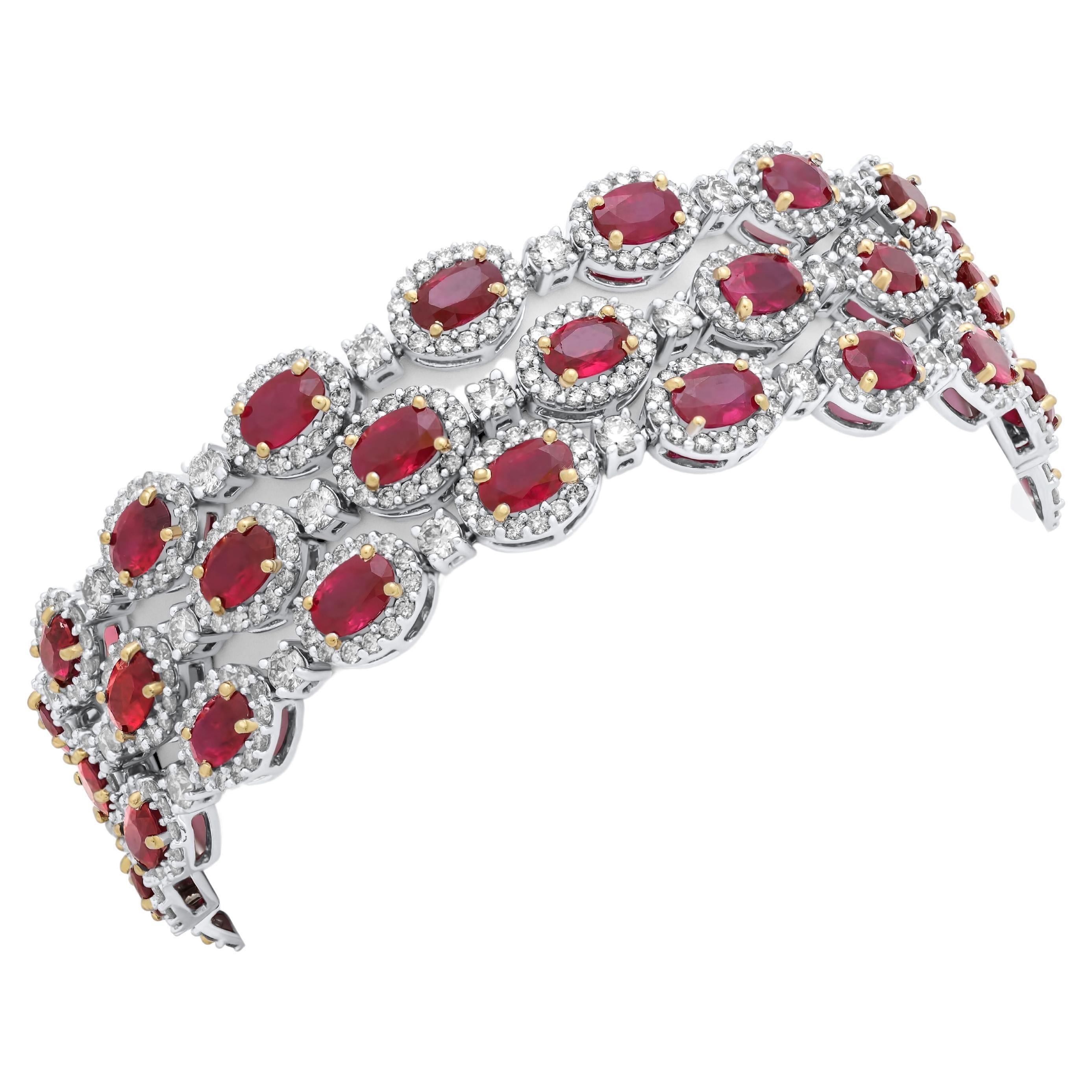 Diana M. 28.00 Carat Ruby and Diamond Bracelet in White Gold For Sale