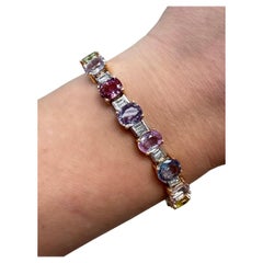 28.00 Carats Multicolored Sapphire and Diamond Bracelet