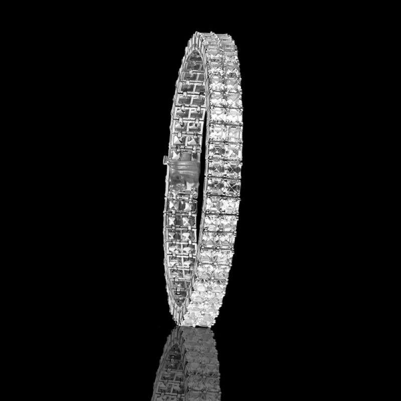 Setzen Sie ein schönes Statement mit diesem beeindruckenden zweireihigen Diamantarmband mit Asscher-Schliff.
92 Steine mit einem Gewicht von 28,01 Karat. Fassung aus 18 Karat Weißgold.
Stein sind G-H Farbe und VS Klarheit.
Messen Sie 7,0 Zoll.