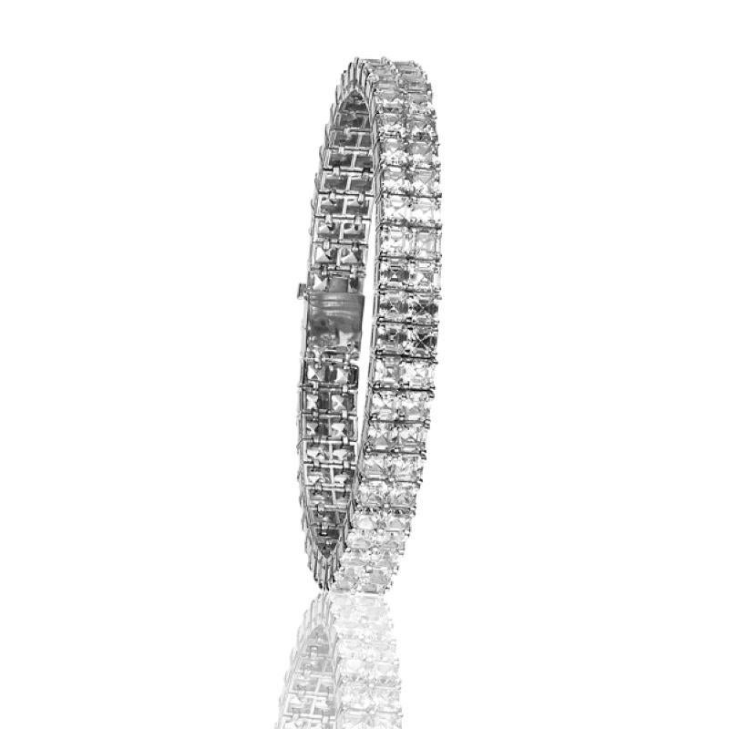 28,01 Karat zweireihiges Diamantarmband im Asscher-Schliff im Zustand „Neu“ im Angebot in New York, NY