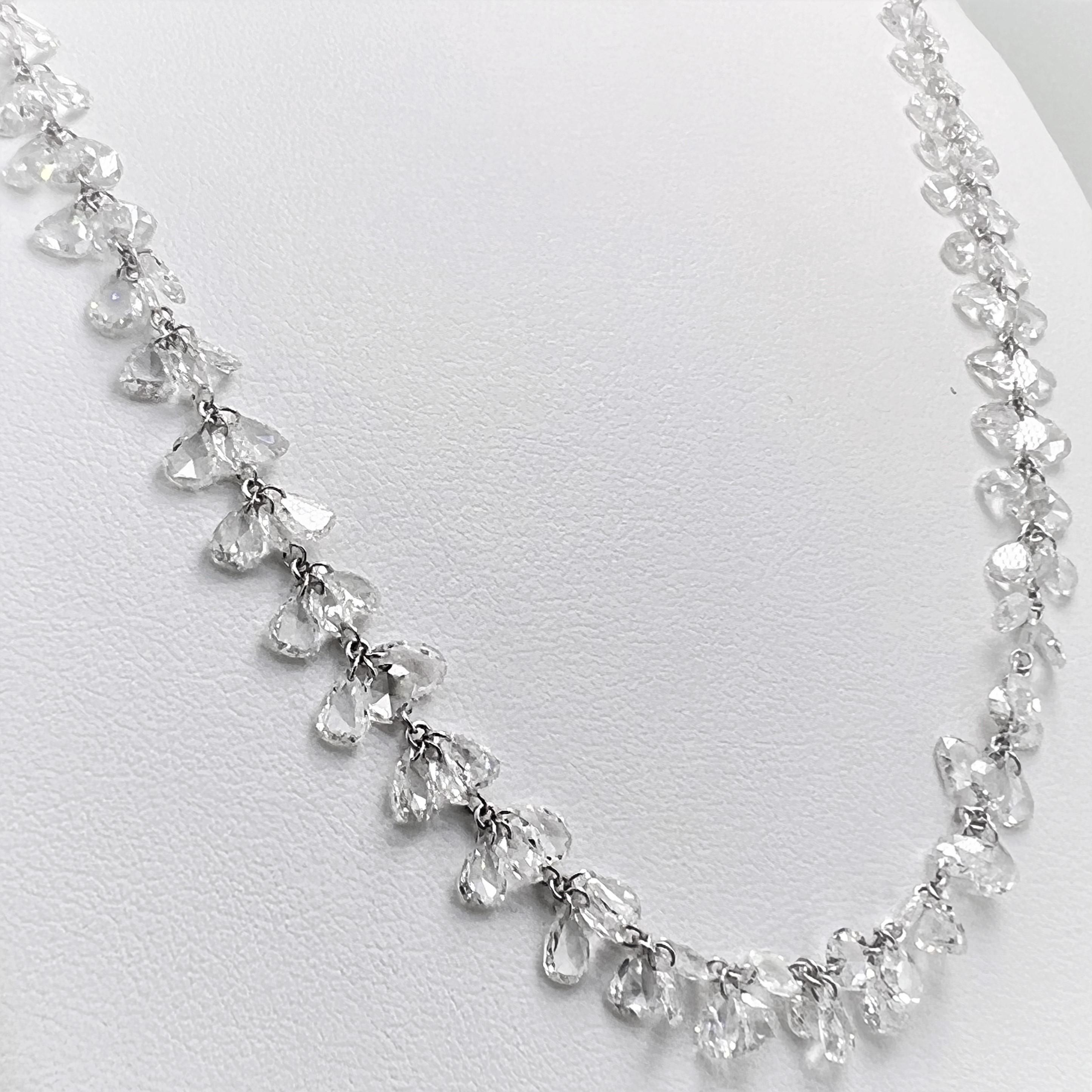 This is a timeless piece Rose Cut Diamond Necklace that has the ability to compliment anything you wear.  Embellished with 291 pieces of Rose cut and Round Brilliant cut diamonds weighing 28.05 carats in total, this gorgeous piece is a must to have