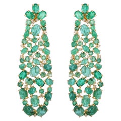 28.06 Carat Emerald Diamond Fluid Earrings