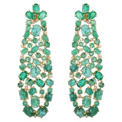 28.06 Carat Emerald Diamond Fluid Earrings