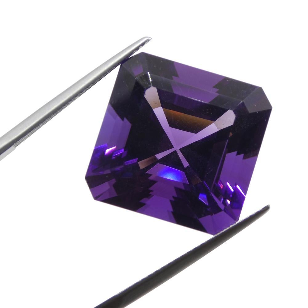 Women's or Men's 28.09ct Square Purple Amethyst from Uruguay For Sale