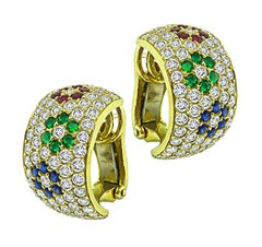2.80ct Diamond 0.70ct Multi Color Gemstone Earrings