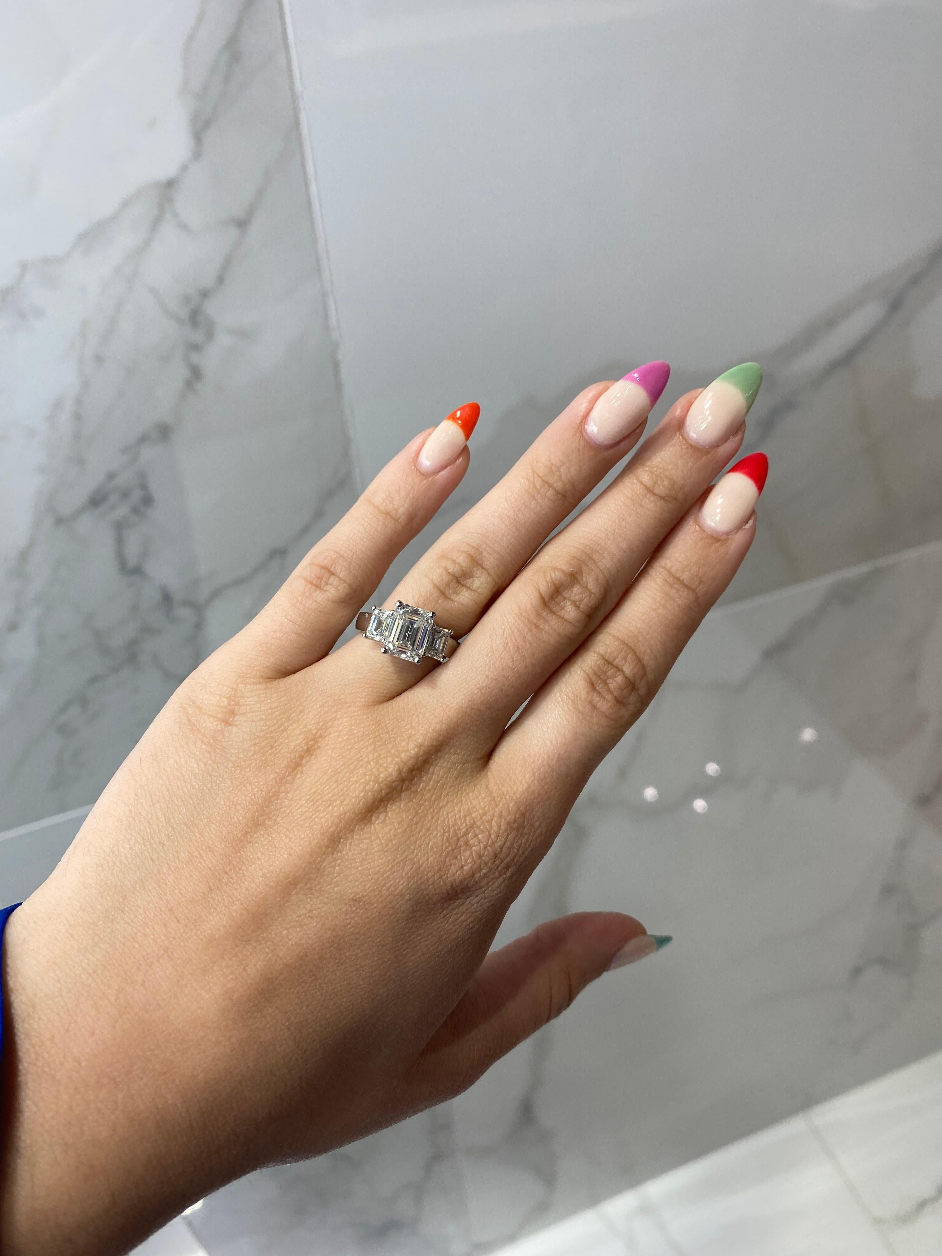 2.80ct Emerald Cut Diamond I VS1, GIA Platinum Engagement Ring 1.20ctw Sides 1