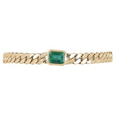 2.80ct Emerald Solitaire Bracelet – 14K Gold, Men's Curb Link Bezel Set Emerald