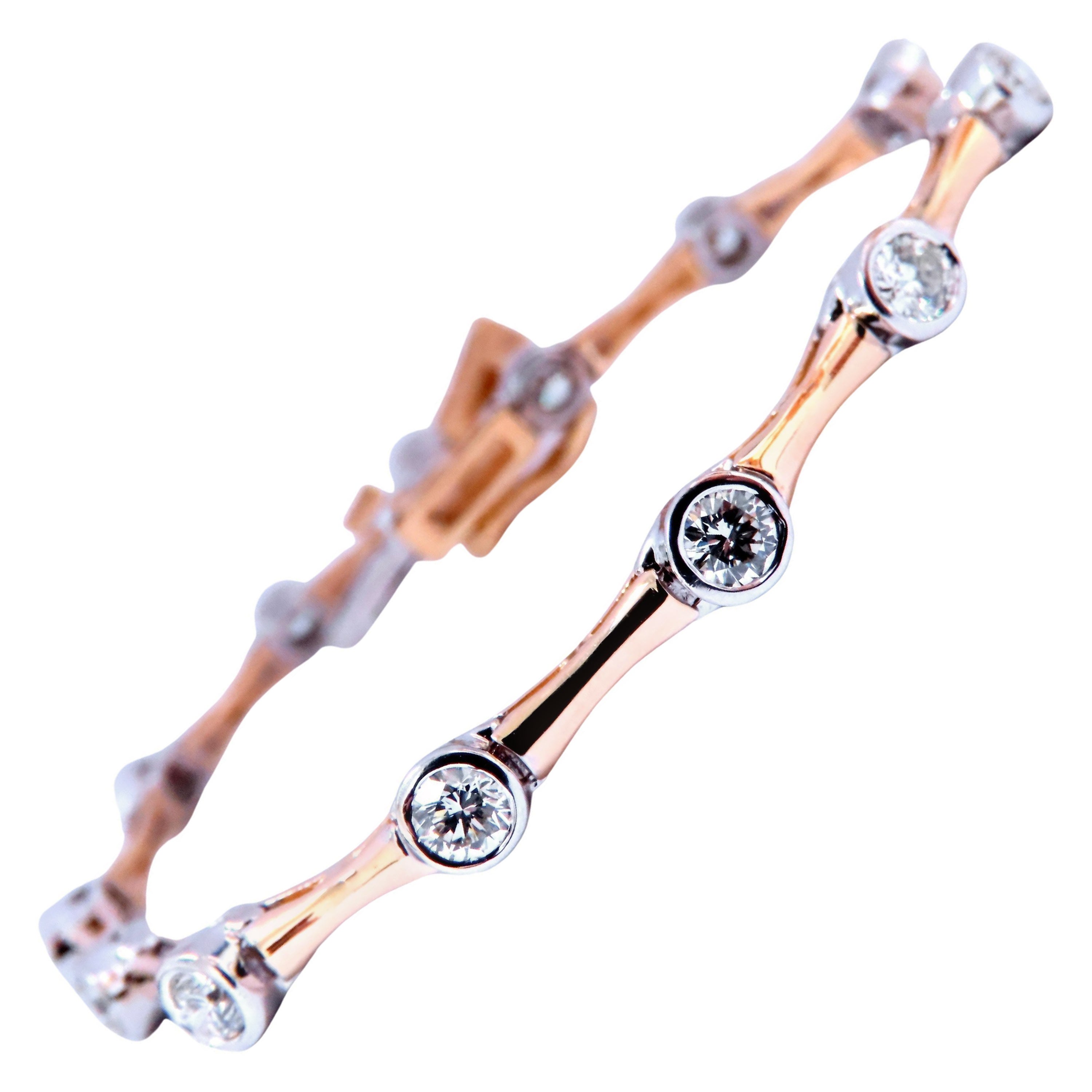 Armband mit bündig eingefassten Rohrgliedern und 2,80 ct Naturdiamanten, 14 Karat, 12637* im Angebot