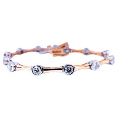 Bracciale a maglie tubolari con diamanti naturali da 2,80 ct incastonati a filo, 14kt 12637*