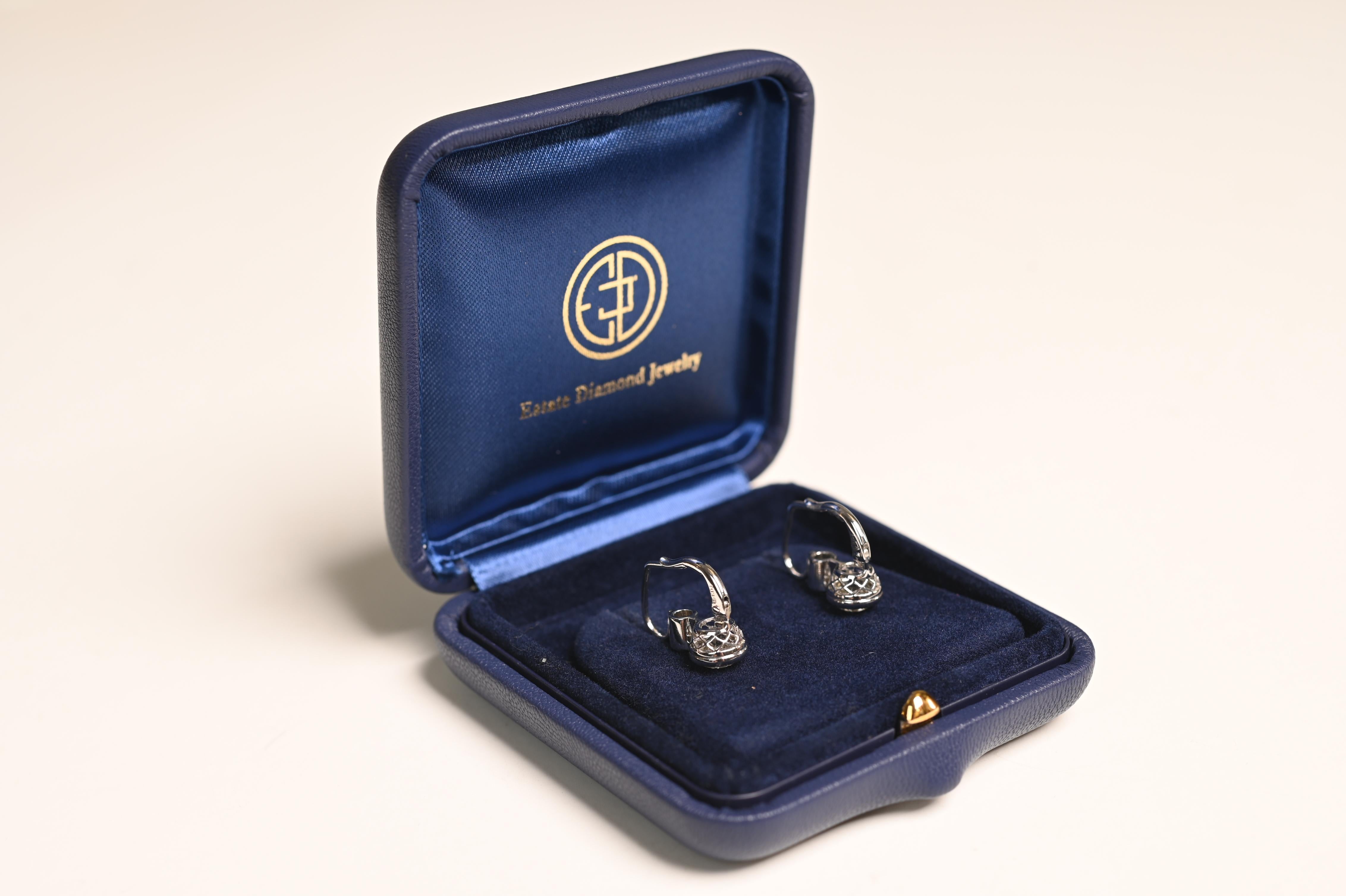 Pendientes de diamantes talla europea antigua (aprox. 2,8 quilates), claridad VS1, platino Corte europeo antiguo en venta