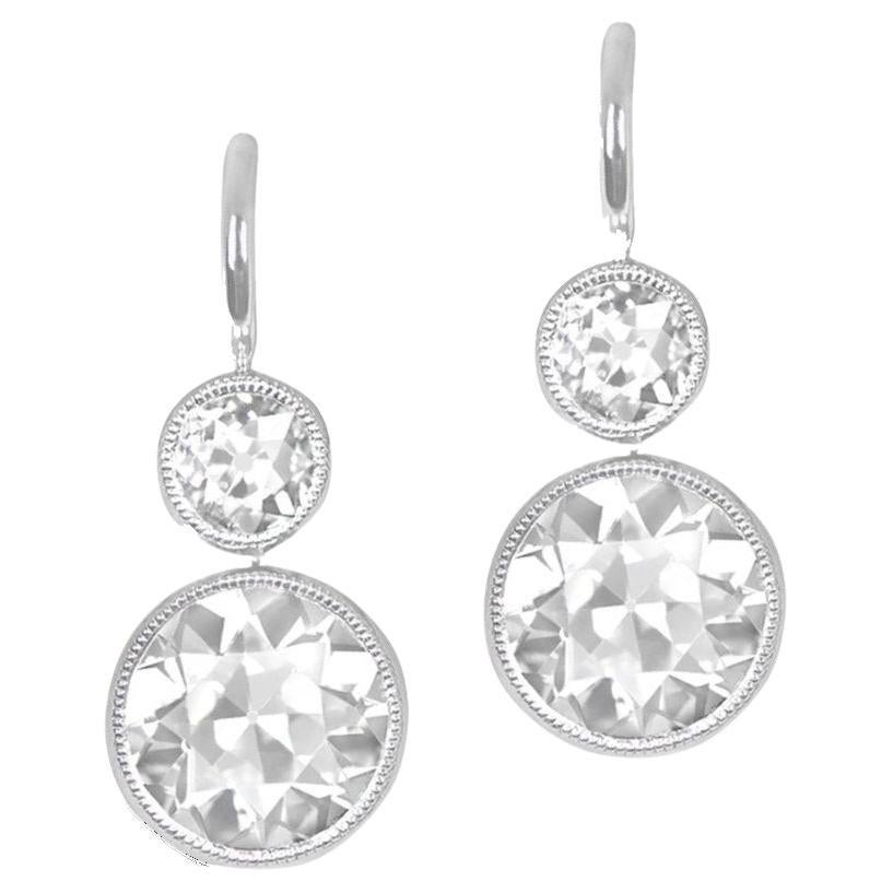 2.80ct Old European Cut Diamond Earrings, VS1 Clarity, Platinum For Sale