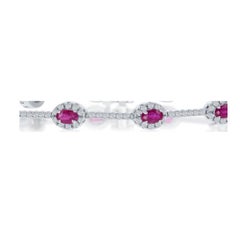 2.80 Carat Ruby Bracelet with 1.85 Carat of Round Brilliant Diamonds, 14kt Gold