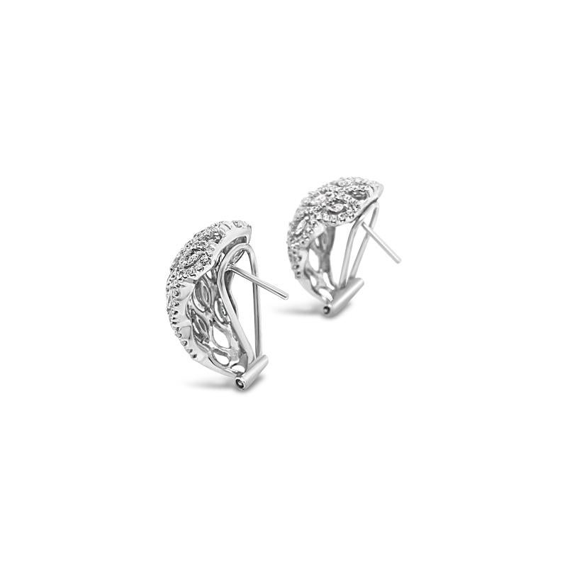 Women's 2.80ctw Round & Marquise Cut Diamond 18k White Gold Huggie Style Hoop Earrings For Sale