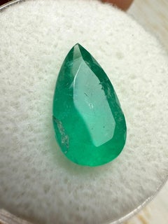 2.81 Carat 12.9x7.6 Green Colombian Emerald - Pear Cut Teardrop May Birthstone