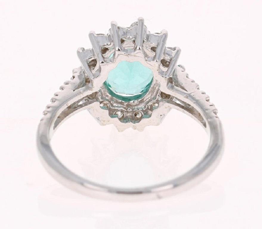 Contemporary 2.81 Carat Apatite Diamond 14 Karat White Gold Engagement Ring For Sale