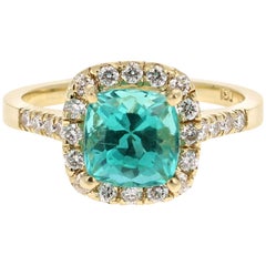 2.81 Carat Apatite Diamond 18 Karat Yellow Gold Engagement Ring