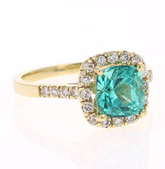 2.81 Carat Apatite Diamond 18 Karat Yellow Gold Engagement Ring