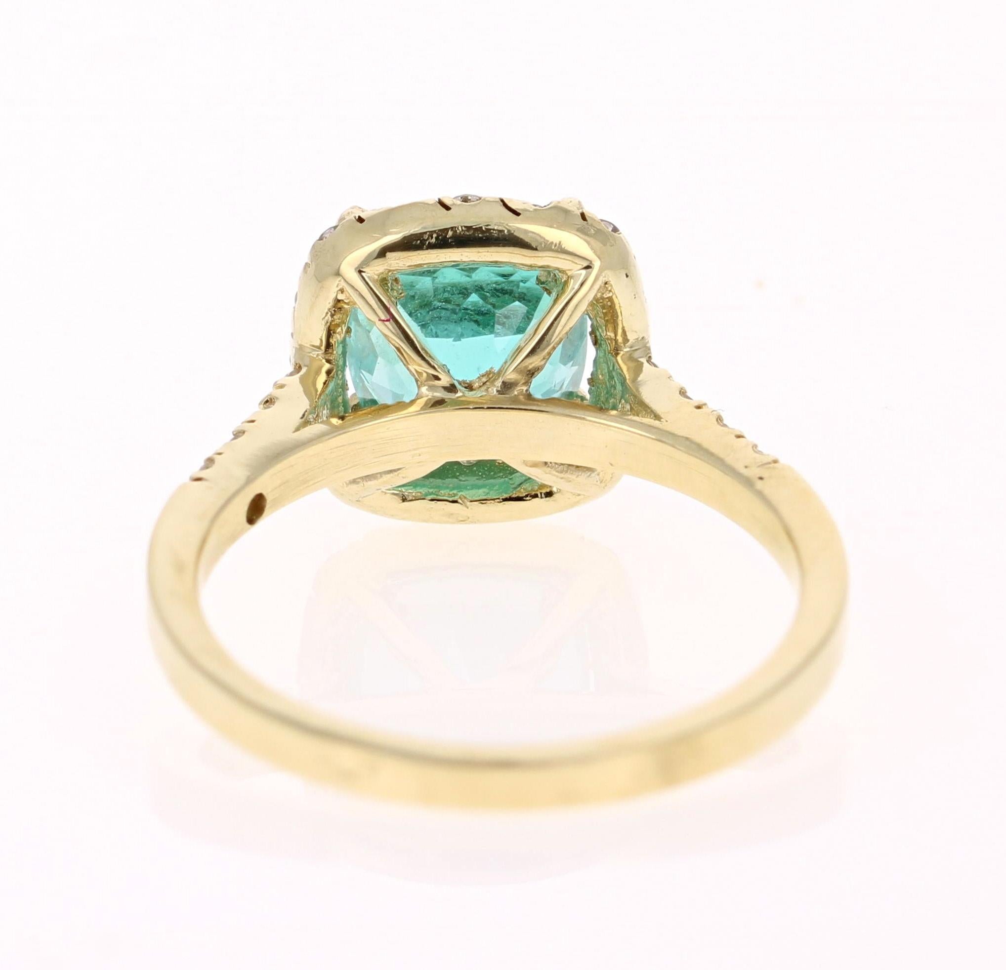 Modern 2.81 Carat Apatite Diamond 18 Karat Yellow Gold Engagement Ring