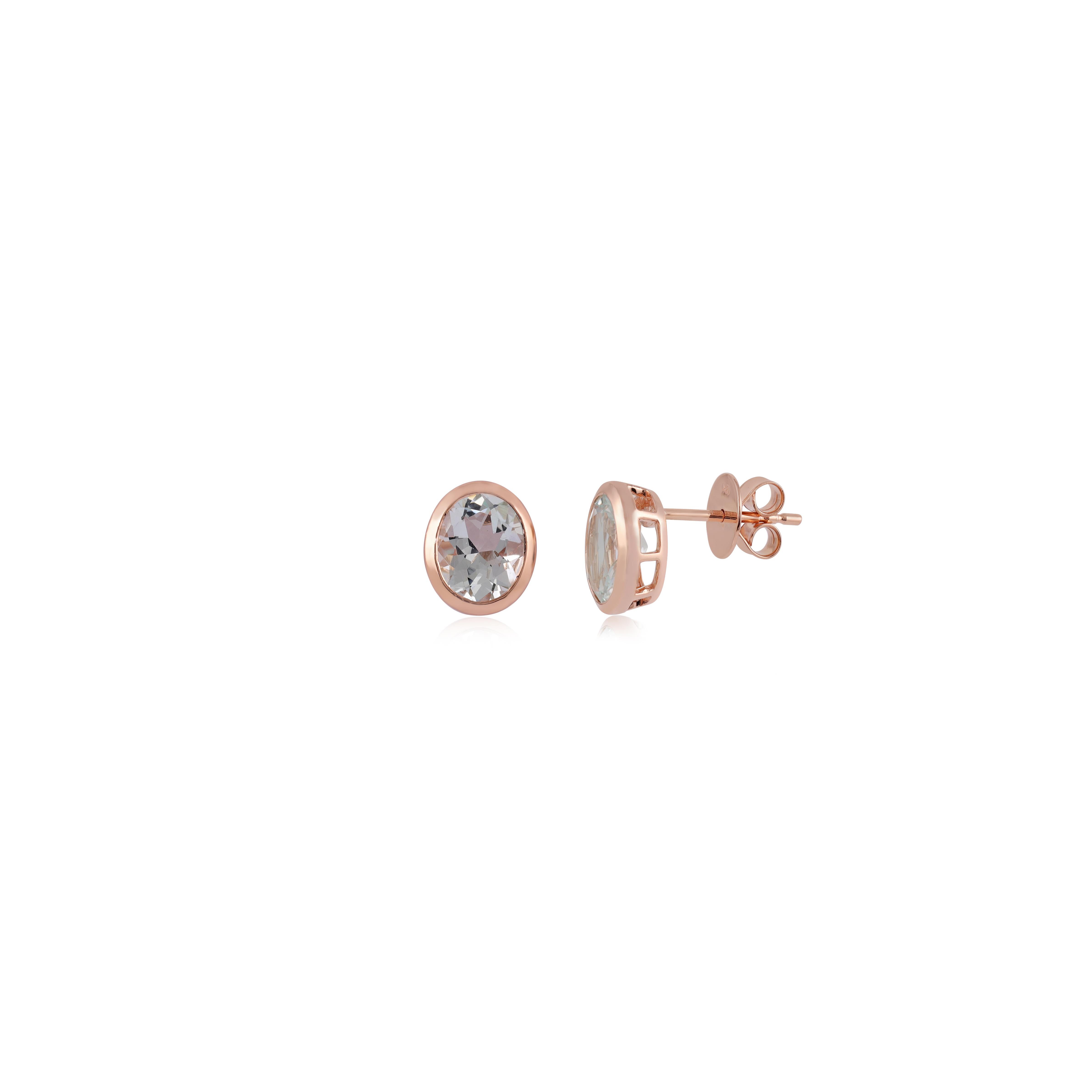 aquamarine stud earrings rose gold