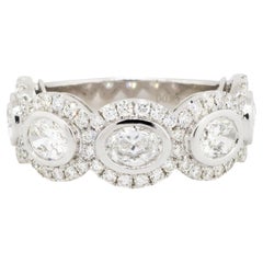 2.81 Carat Bezel Set Diamond Halo Wedding Band 18 Karat in Stock