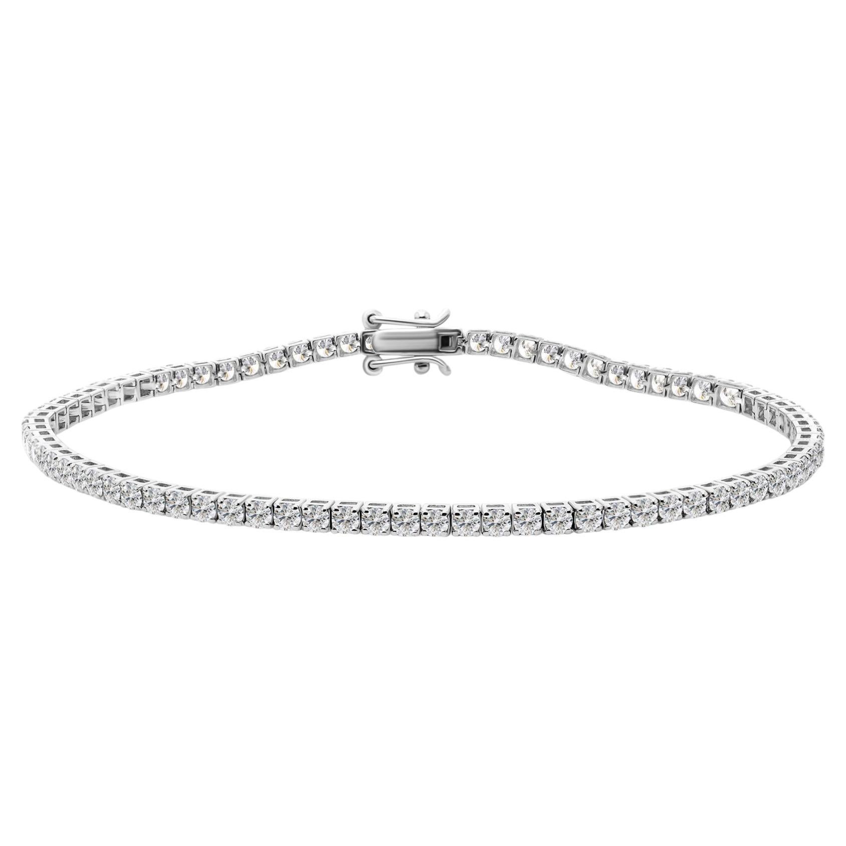 2,81 Karat SI/H, rundgeschliffener Brillanten-Tennisarmband aus 18 Karat Weißgold