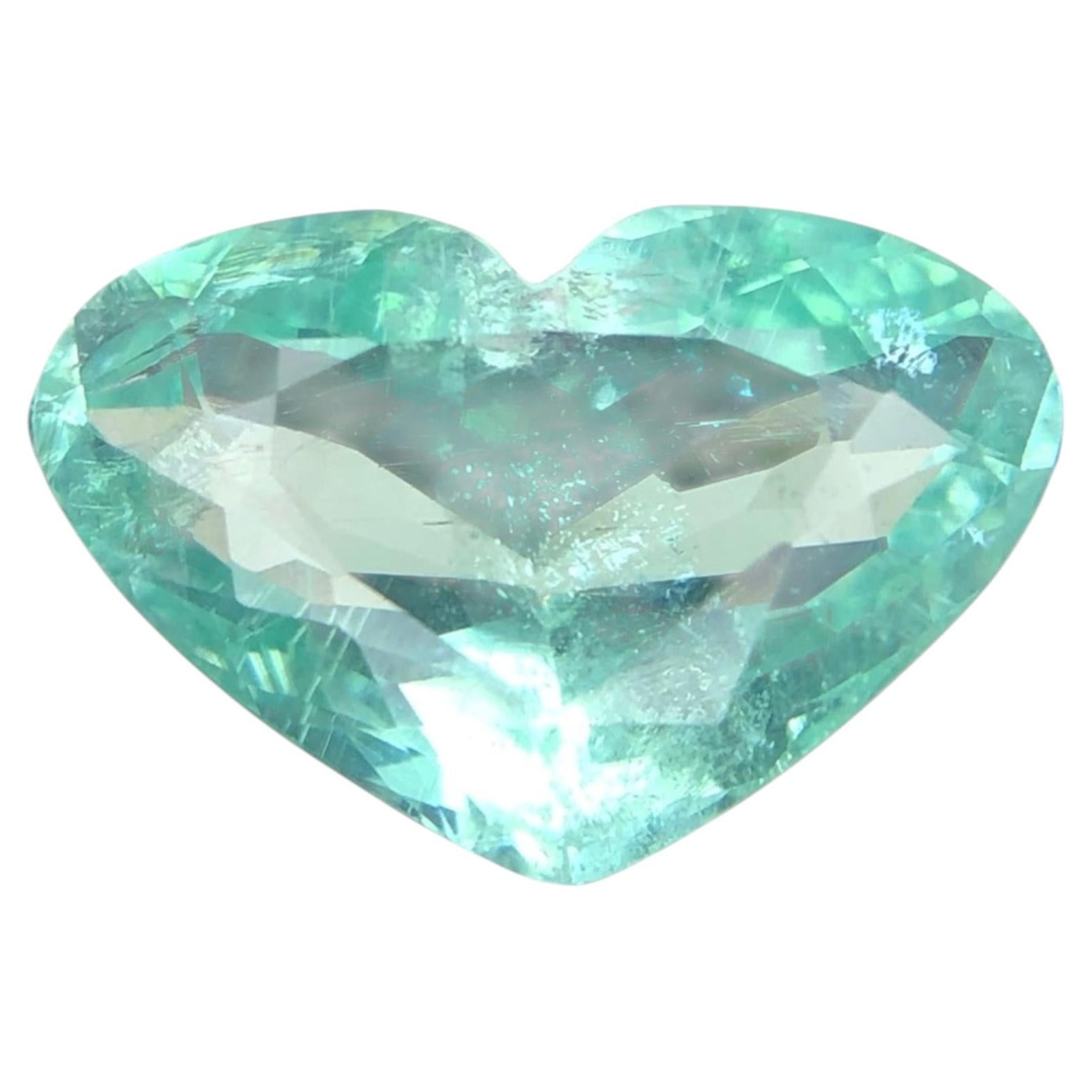 2.82 Carat Bluish Green Natural Paraiba Tourmaline Heart Cut Loose Gemstone
