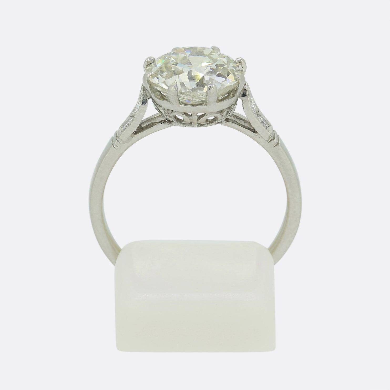 De las mujeres Anillo de compromiso solitario con diamante talla antigua de 2,81 quilates en venta