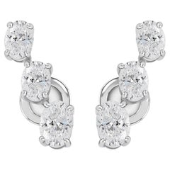 Boucles d'oreilles en diamant de 2,81 carats, pureté SI, couleur HI, en or blanc 18 carats