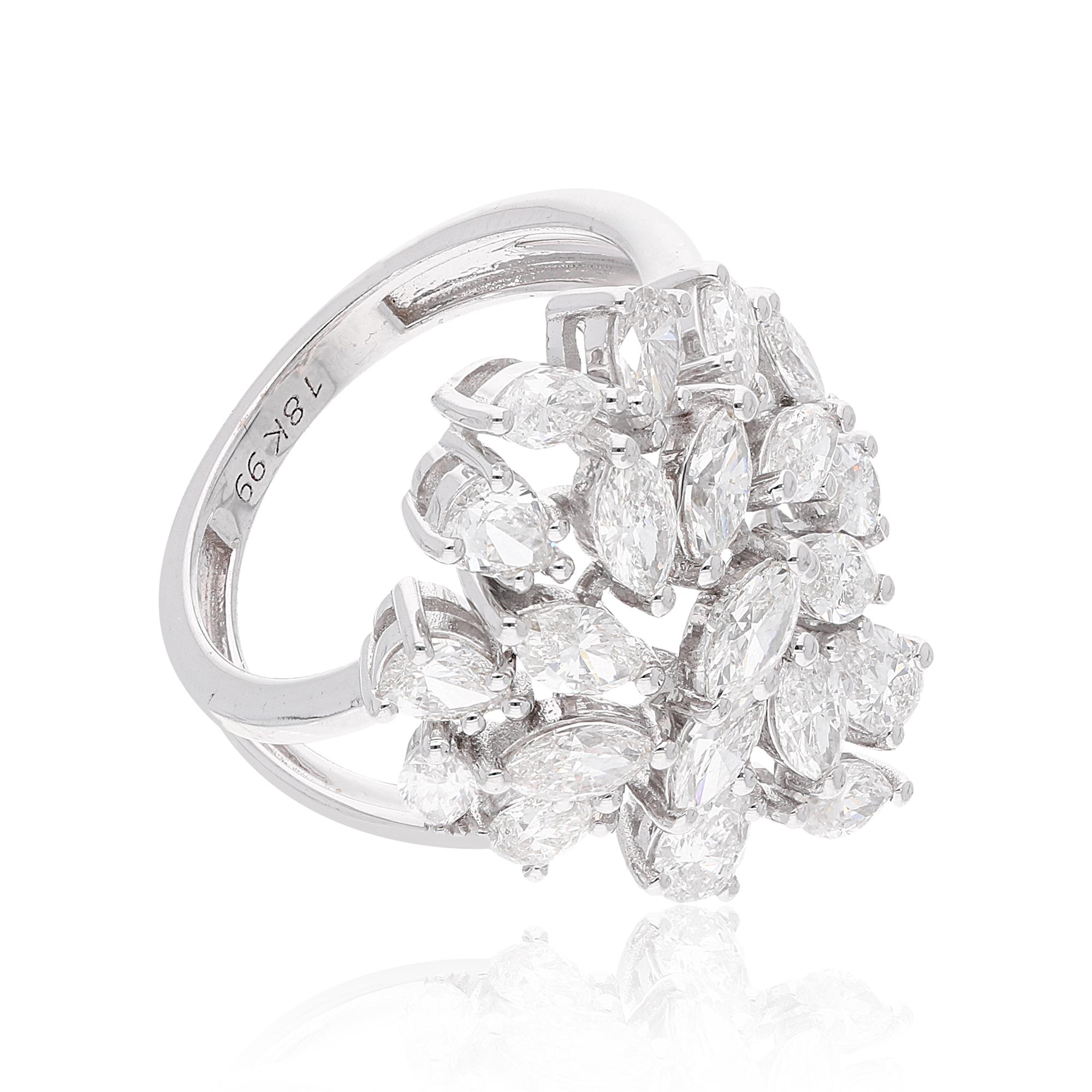 Im Angebot: 2,81 Karat SI/HI Marquise Birnen-Diamant-Cluster-Ring aus 18 Karat Weißgold () 2