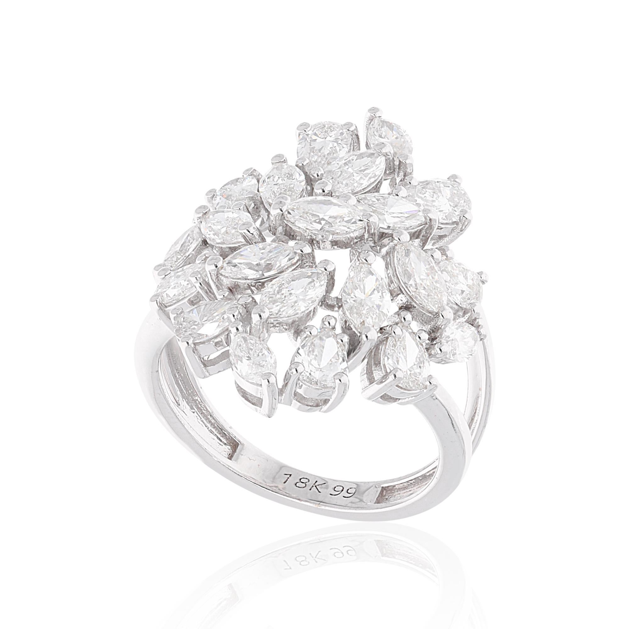 Im Angebot: 2,81 Karat SI/HI Marquise Birnen-Diamant-Cluster-Ring aus 18 Karat Weißgold () 3
