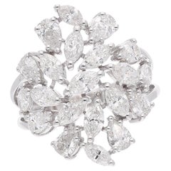 2,81 Carati SI/HI Marquise Pear Diamond Cluster Ring Gioielli in oro bianco 18 carati